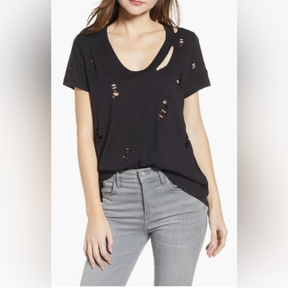 Zadig & Voltaire Cara Distressed Tee - Picture 1 of 12